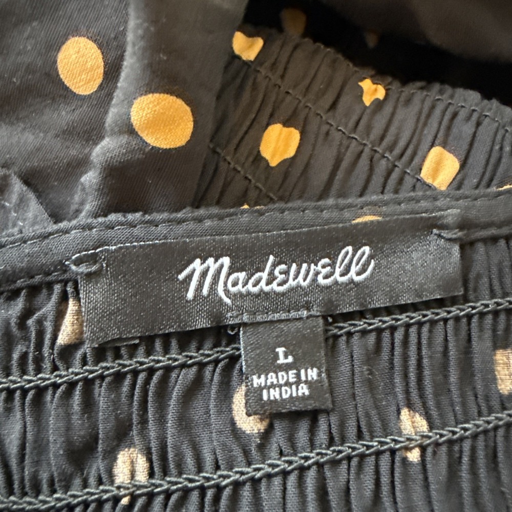 Madewell Lucie V-Neck Smocked Mini Dress in Polka Dot Size L - Picture 6 of 13